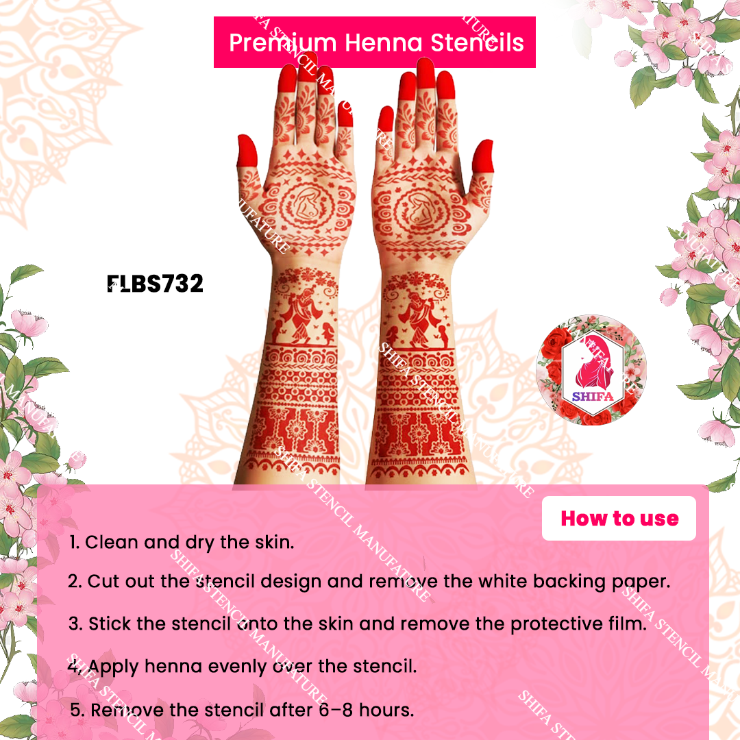 FLBS 732 Bala Krishna Blessing Stencil Double Hand Henna Stencil